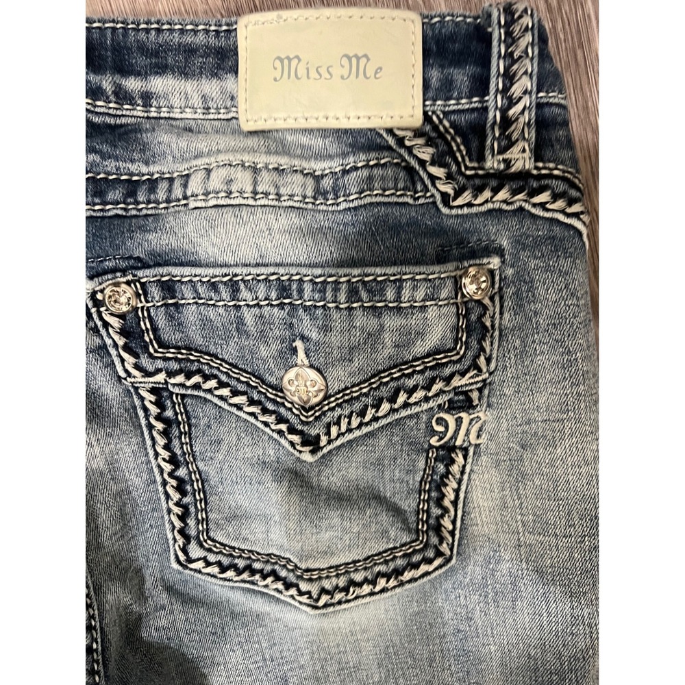 Miss Me Women's Size 31 Ankle Skinny Jeans Embellished Pockets Light Wash Denim - Picture 3 of 8